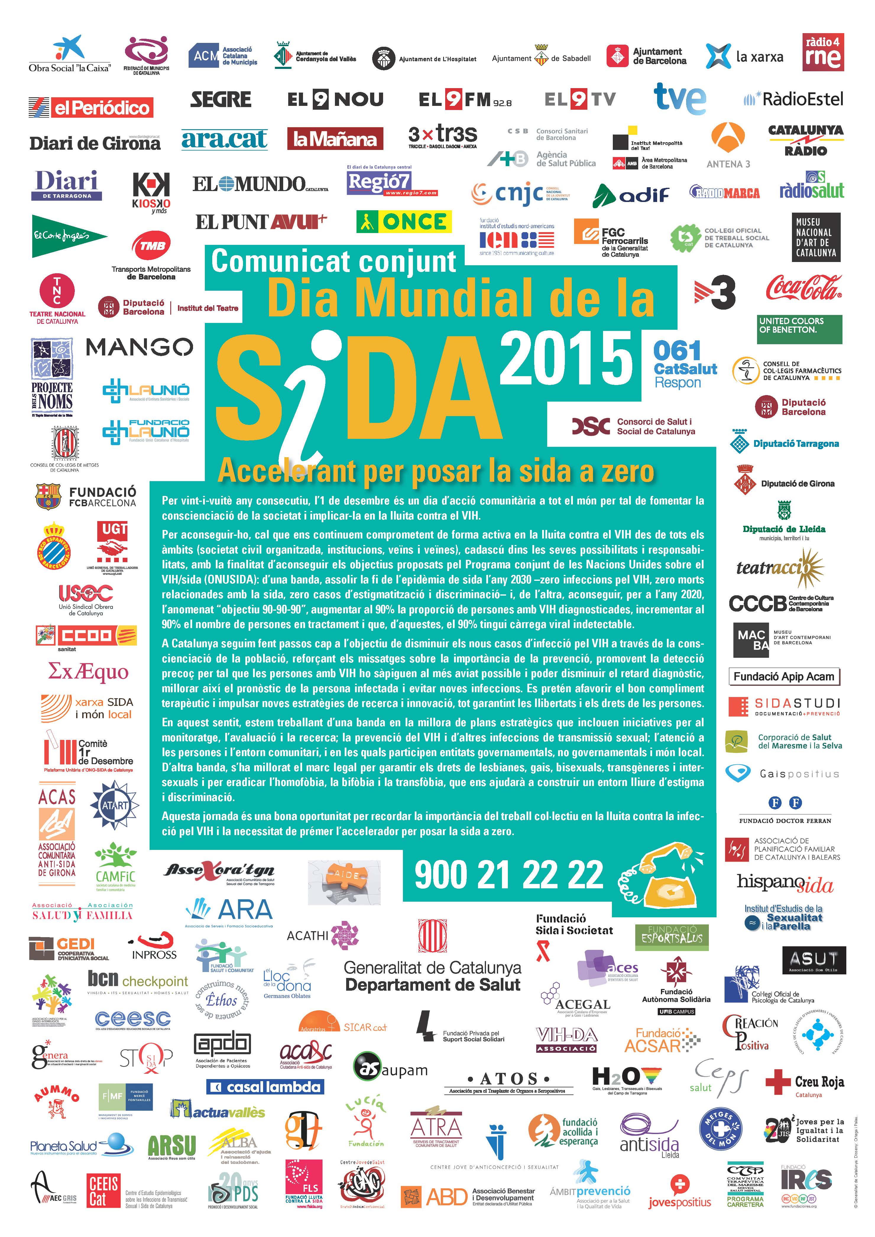 Comunicat conjunt Dia Mundial de la Sida 2015 accelerant per posar la