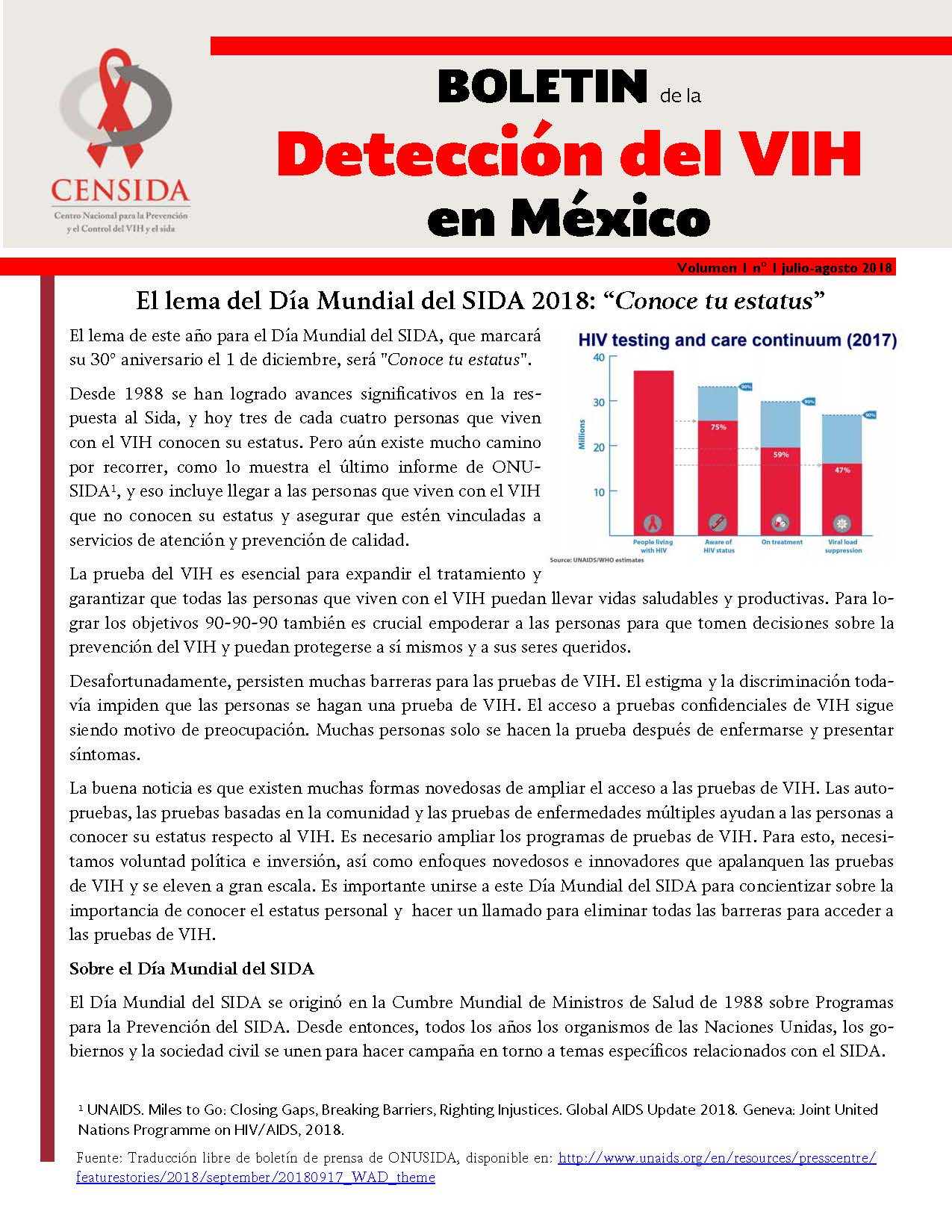 Boletín de la detección del VIH en México. SIDA STUDI
